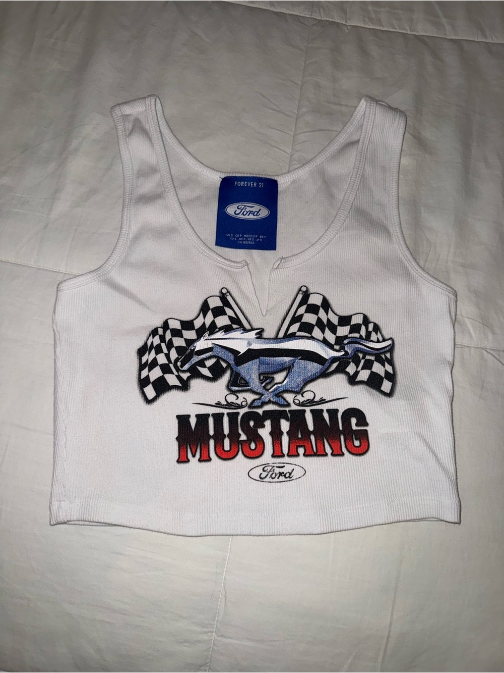 Ford White Mustang Crop Top